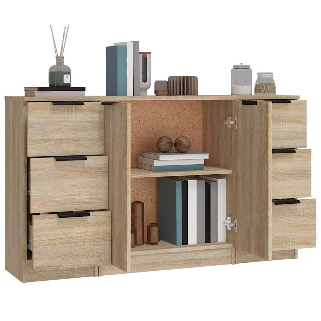 vidaXL Sideboards 3 pcs Sonoma Oak Engineered Wood