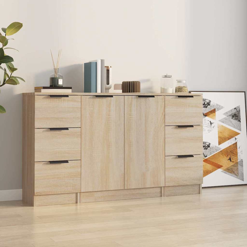 vidaXL Sideboards 3 pcs Sonoma Oak Engineered Wood