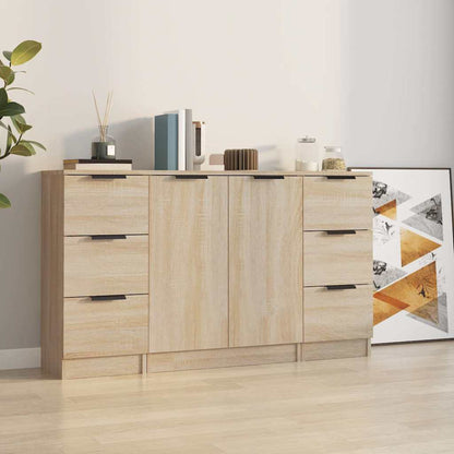 vidaXL Sideboards 3 pcs Sonoma Oak Engineered Wood
