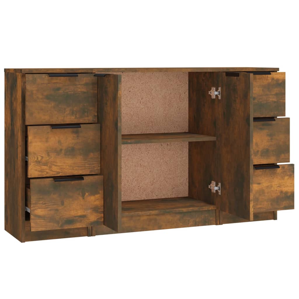 vidaXL Sideboards 3 pcs Smoked Oak Engineered Wood