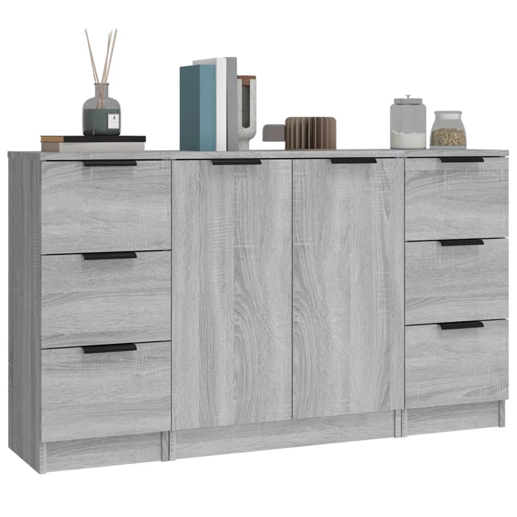 vidaXL Sideboards 3 pcs Grey Sonoma Engineered Wood