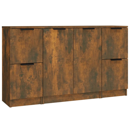 vidaXL Sideboards 3 pcs Smoked Oak Engineered Wood