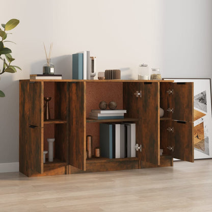 vidaXL Sideboards 3 pcs Smoked Oak Engineered Wood