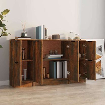 vidaXL Sideboards 3 pcs Smoked Oak Engineered Wood