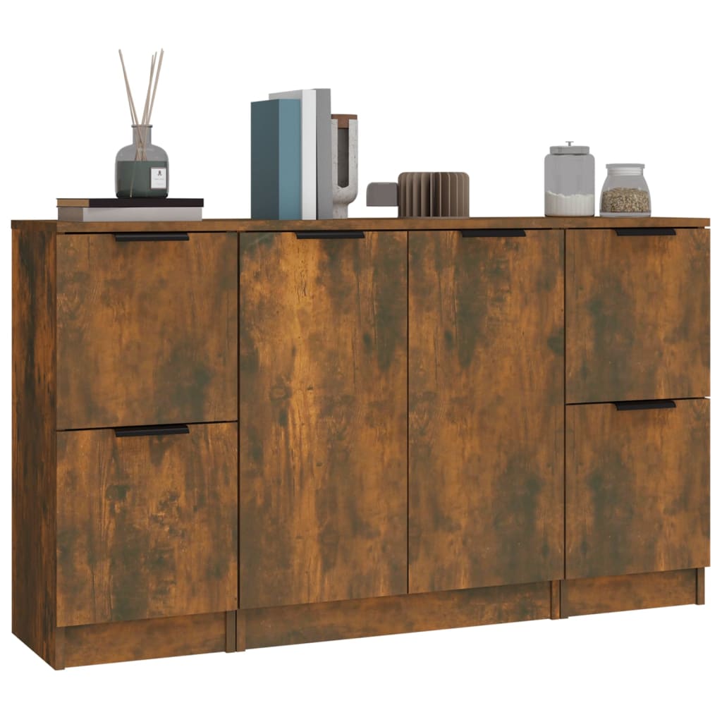 vidaXL Sideboards 3 pcs Smoked Oak Engineered Wood