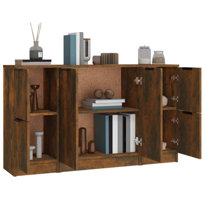 vidaXL Sideboards 3 pcs Smoked Oak Engineered Wood
