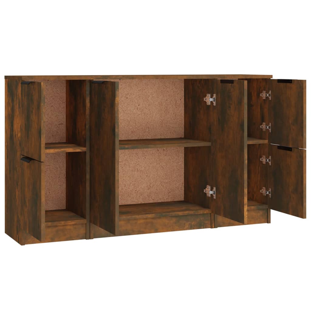 vidaXL Sideboards 3 pcs Smoked Oak Engineered Wood