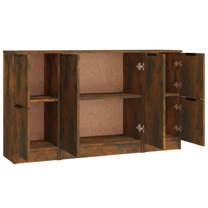 vidaXL Sideboards 3 pcs Smoked Oak Engineered Wood