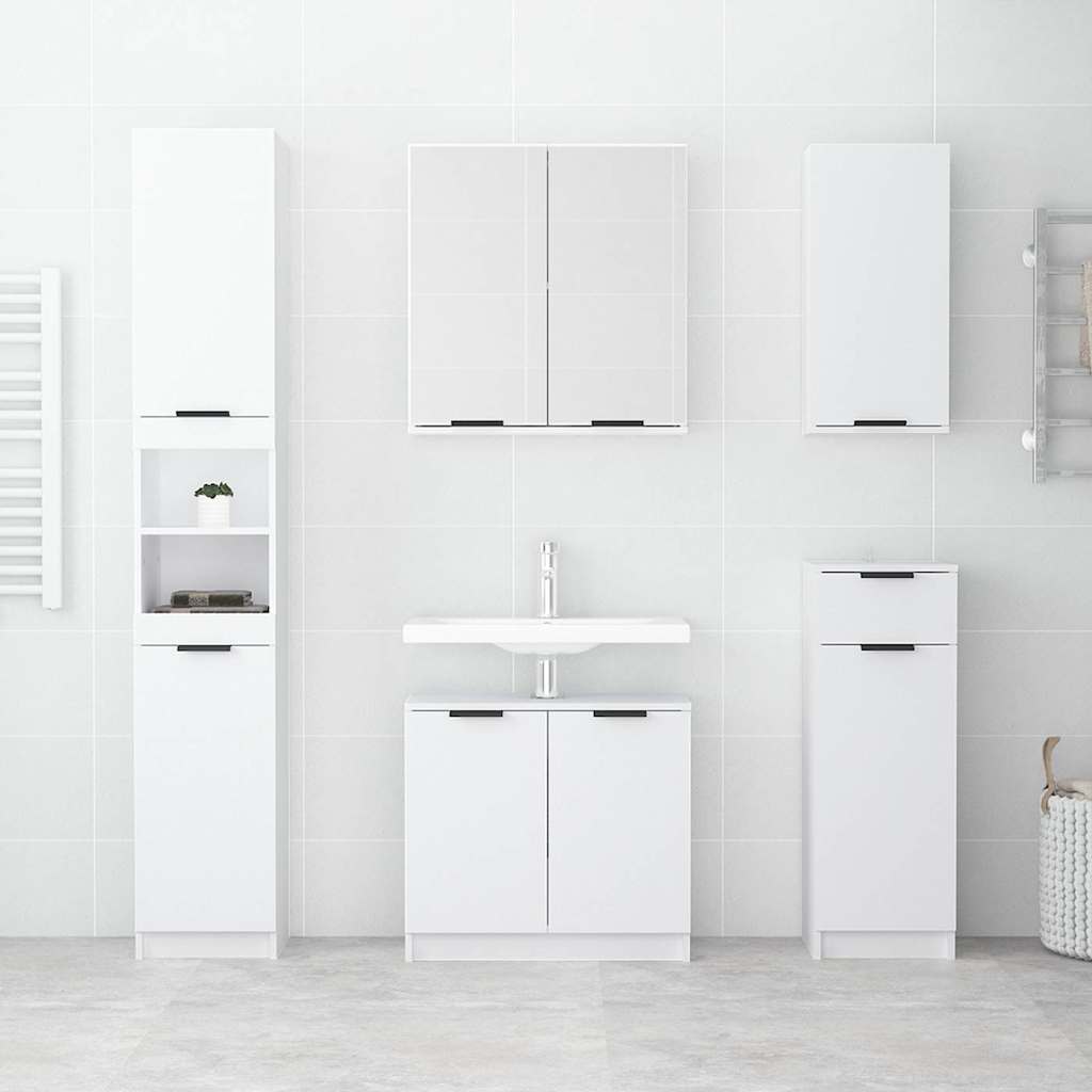 vidaXL 5 Piece Bathroom Cabinet Set White Engineered Wood