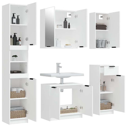 vidaXL 5 Piece Bathroom Cabinet Set White Engineered Wood