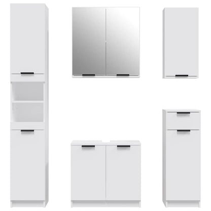 vidaXL 5 Piece Bathroom Cabinet Set White Engineered Wood