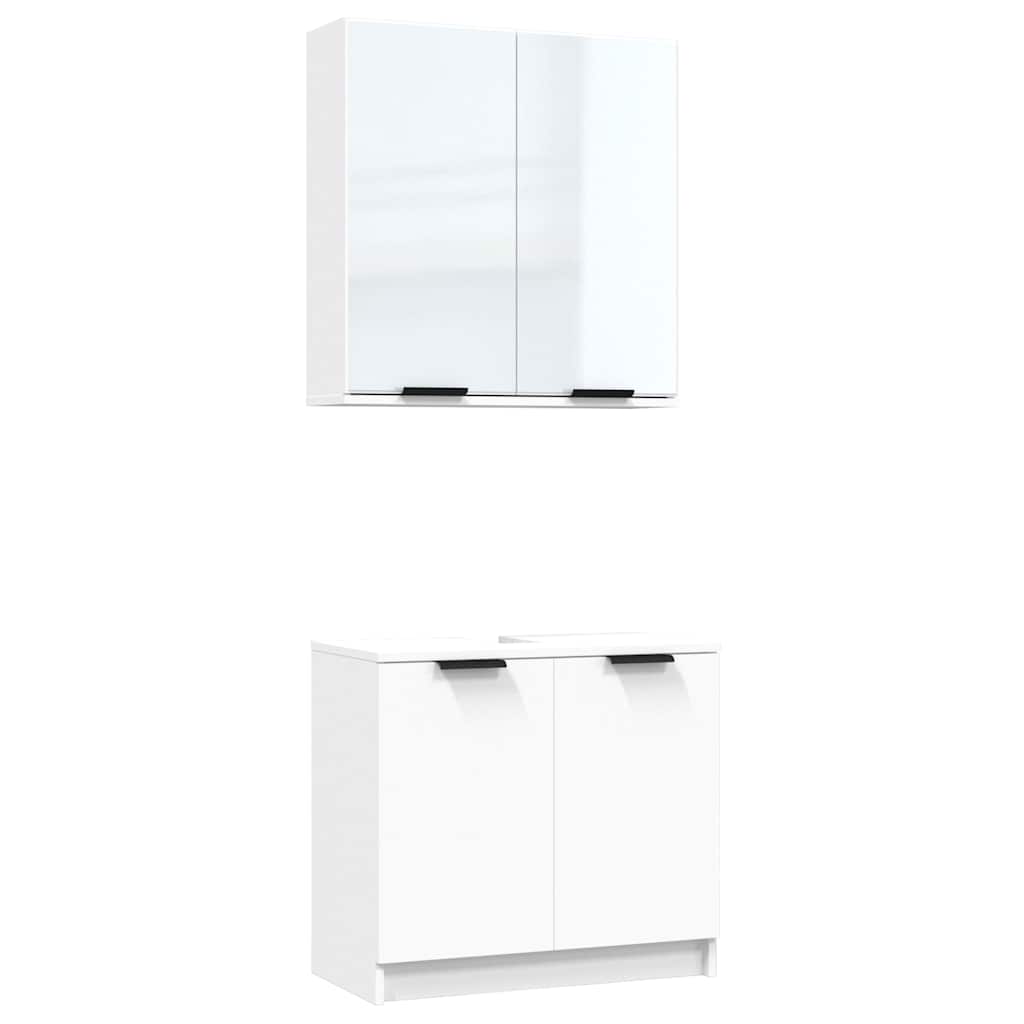 vidaXL 2 Piece Bathroom Cabinet Set White Engineered Wood