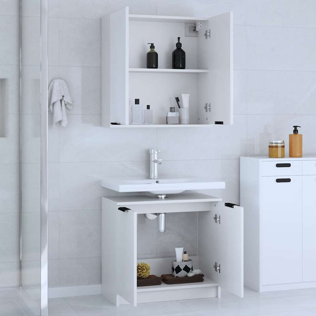 vidaXL 2 Piece Bathroom Cabinet Set White Engineered Wood