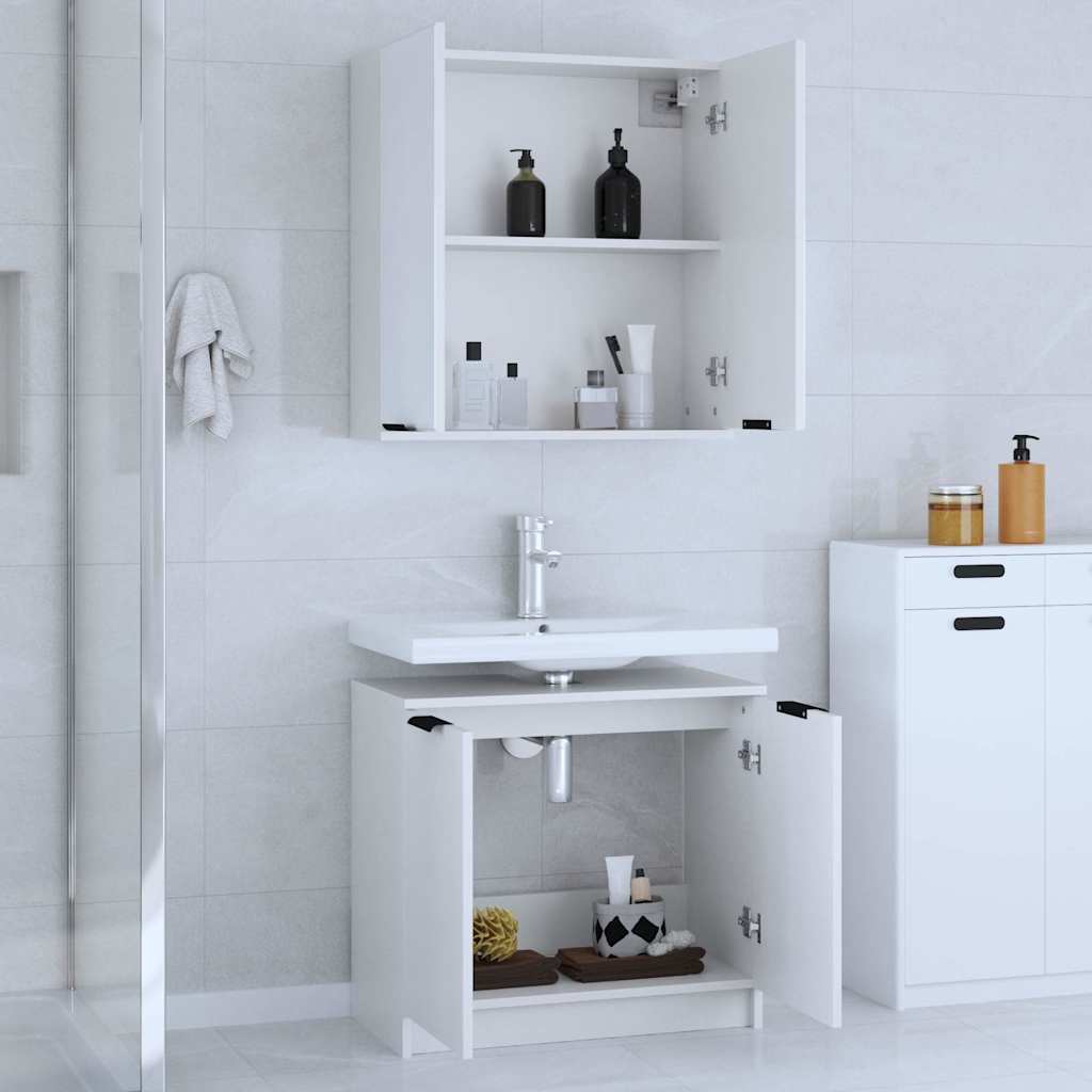 vidaXL 2 Piece Bathroom Cabinet Set White Engineered Wood