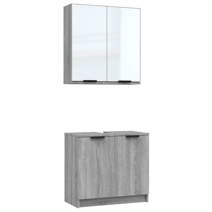 vidaXL 2 Piece Bathroom Cabinet Set Grey Sonoma Engineered Wood