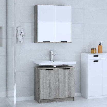 vidaXL 2 Piece Bathroom Cabinet Set Grey Sonoma Engineered Wood