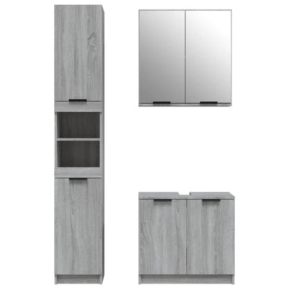 vidaXL 3 Piece Bathroom Cabinet Set Grey Sonoma Engineered Wood
