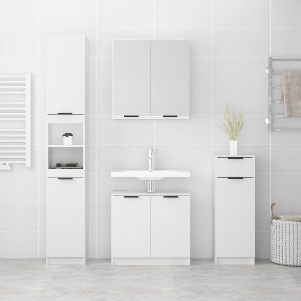 vidaXL 4 Piece Bathroom Cabinet Set White Engineered Wood