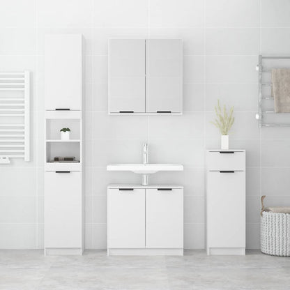 vidaXL 4 Piece Bathroom Cabinet Set White Engineered Wood
