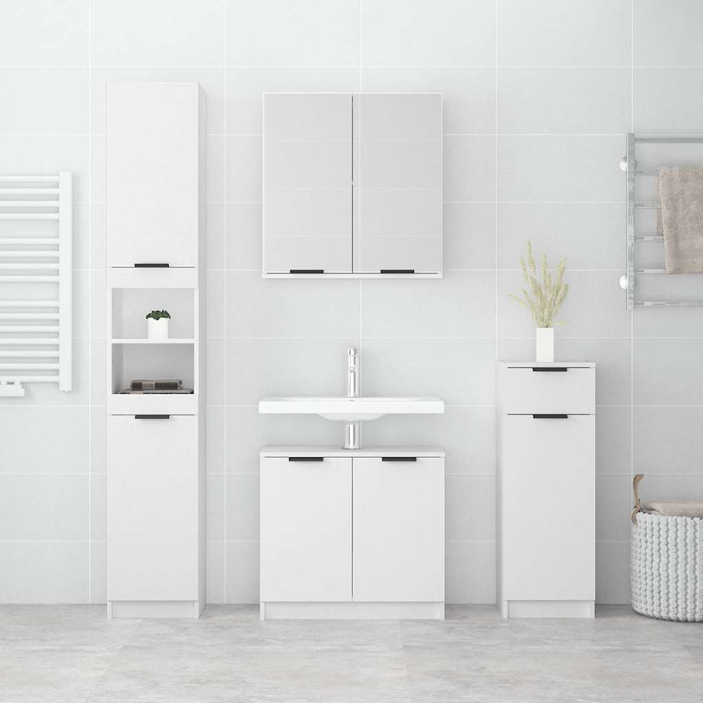 vidaXL 4 Piece Bathroom Cabinet Set White Engineered Wood