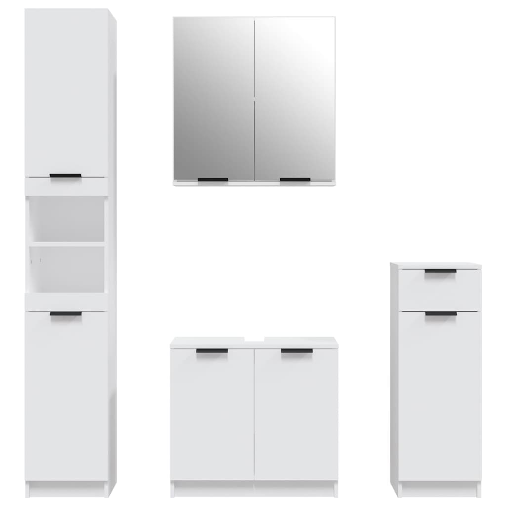 vidaXL 4 Piece Bathroom Cabinet Set White Engineered Wood