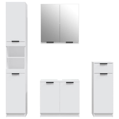 vidaXL 4 Piece Bathroom Cabinet Set White Engineered Wood