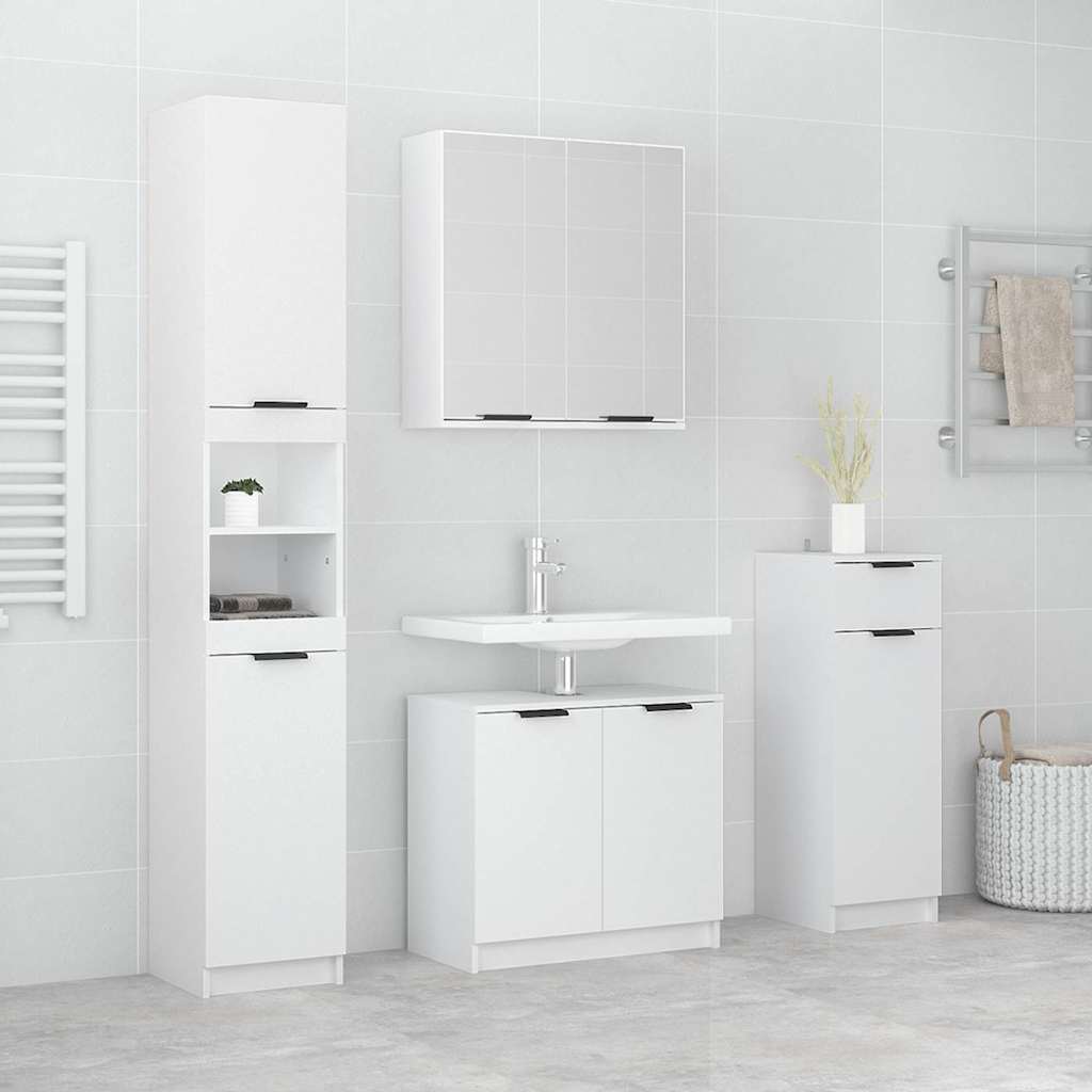 vidaXL 4 Piece Bathroom Cabinet Set White Engineered Wood