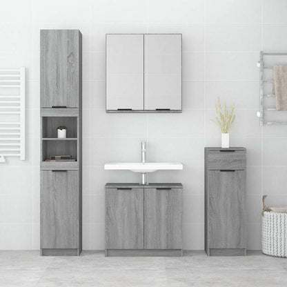 vidaXL 4 Piece Bathroom Cabinet Set Grey Sonoma Engineered Wood