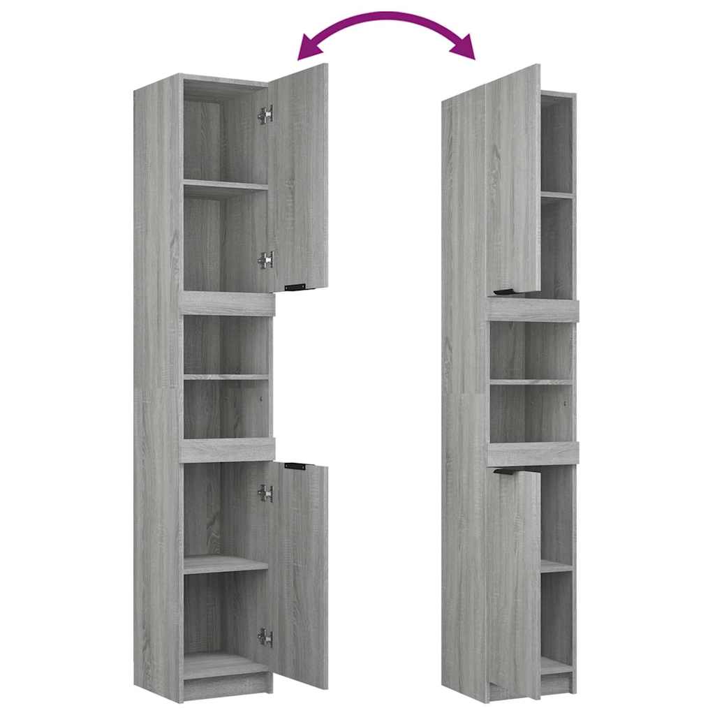 vidaXL 4 Piece Bathroom Cabinet Set Grey Sonoma Engineered Wood