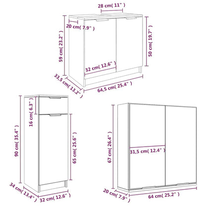 vidaXL 4 Piece Bathroom Cabinet Set Grey Sonoma Engineered Wood