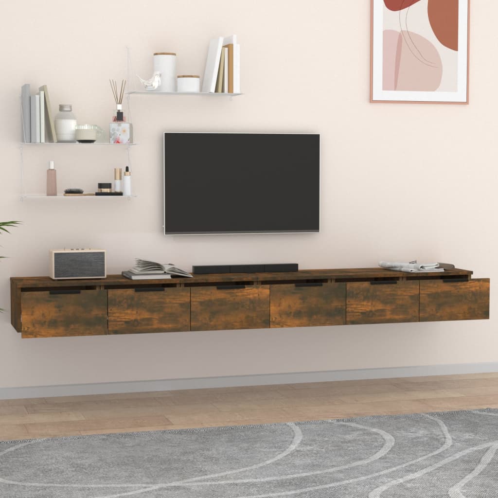 vidaXL Wall Cabinets 2 pcs Smoked Oak 102x30x20 cm Engineered Wood