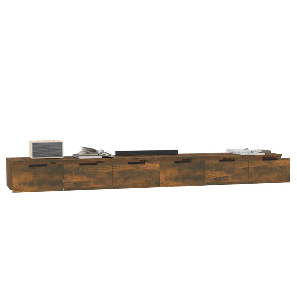 vidaXL Wall Cabinets 2 pcs Smoked Oak 102x30x20 cm Engineered Wood