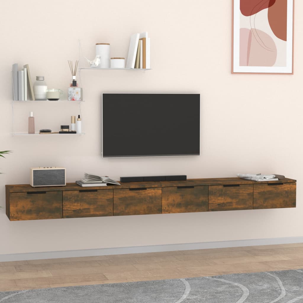 vidaXL Wall Cabinets 2 pcs Smoked Oak 102x30x20 cm Engineered Wood