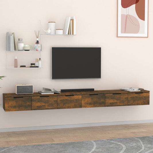 vidaXL Wall Cabinets 2 pcs Smoked Oak 102x30x20 cm Engineered Wood