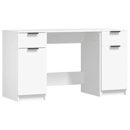 vidaXL Desk with Side Cabinet White Engineered Wood