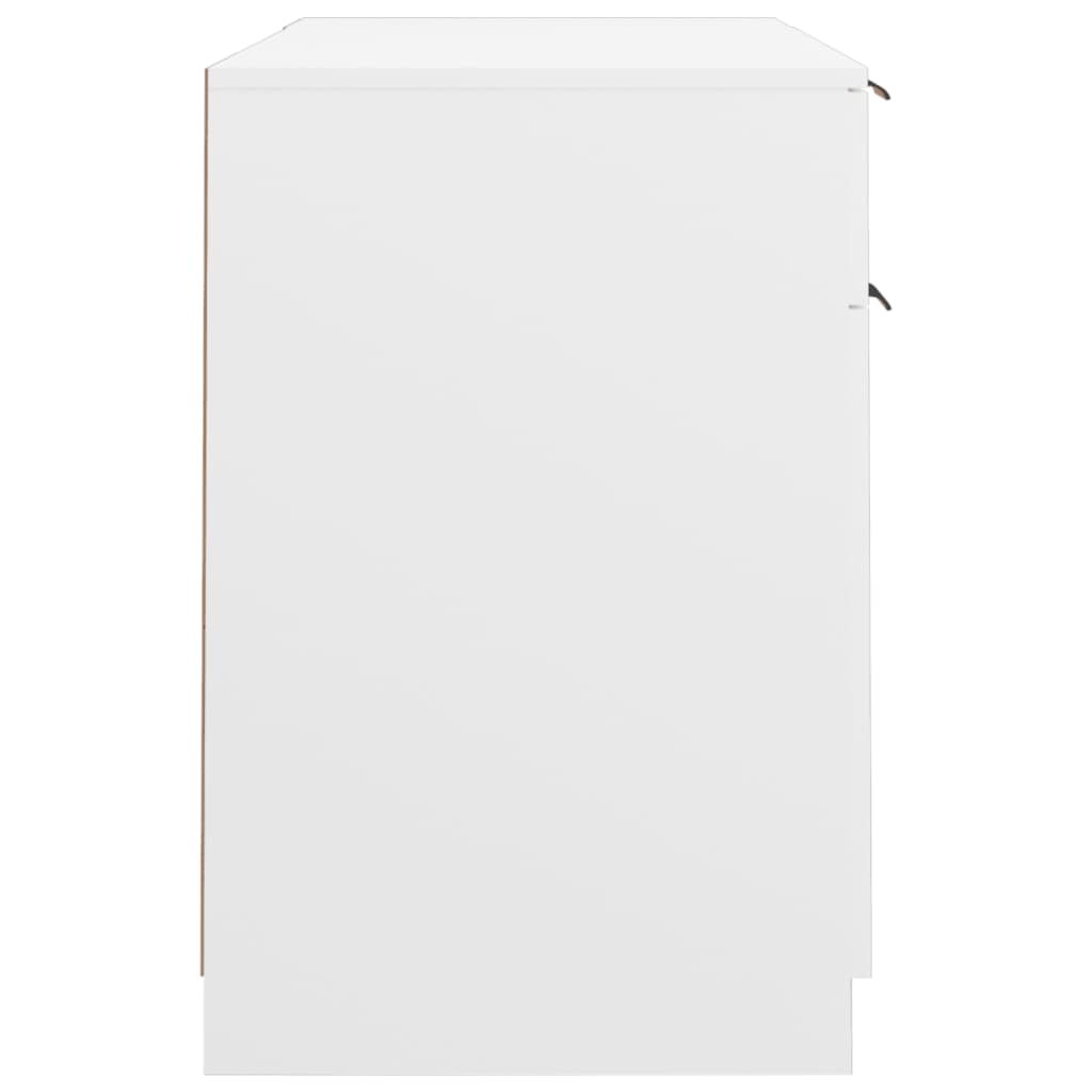 vidaXL Desk with Side Cabinet White Engineered Wood