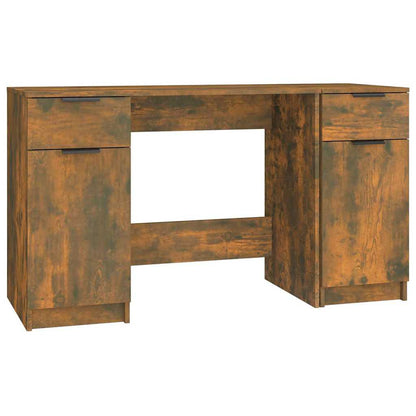 vidaXL Desk with Side Cabinet Smoked Oak Engineered Wood