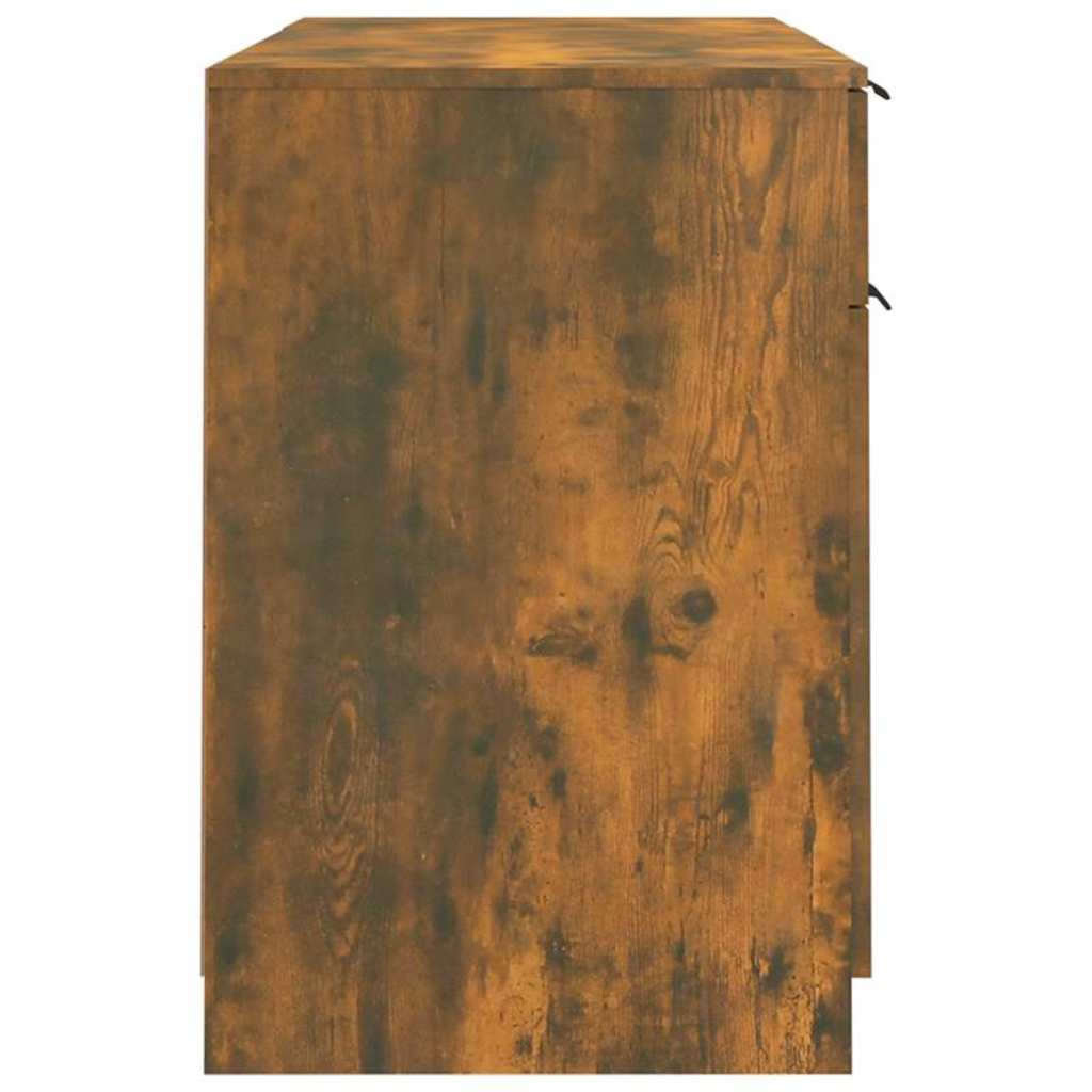 vidaXL Desk with Side Cabinet Smoked Oak Engineered Wood
