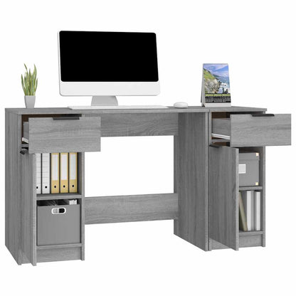 vidaXL Desk with Side Cabinet Grey Sonoma Engineered Wood