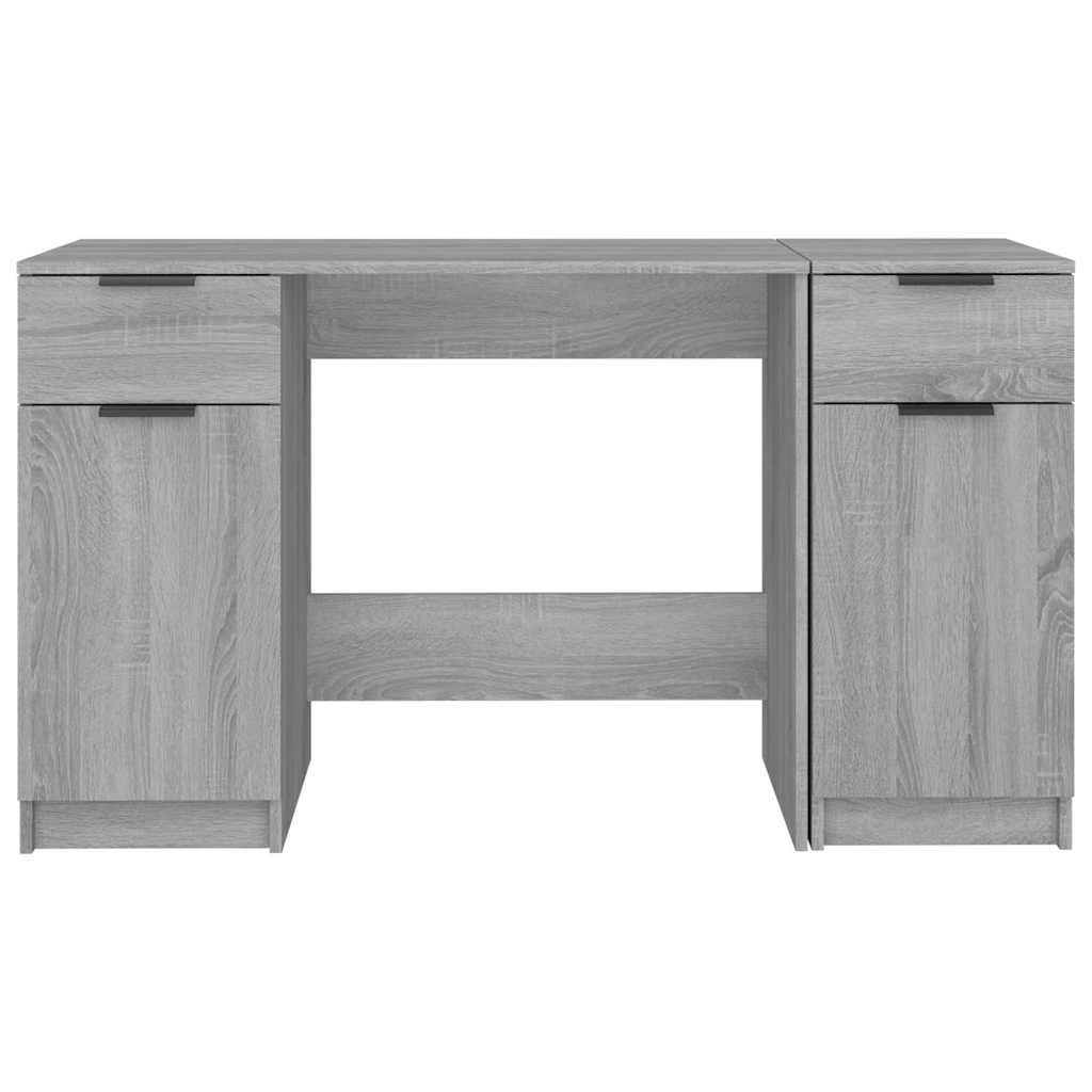 vidaXL Desk with Side Cabinet Grey Sonoma Engineered Wood