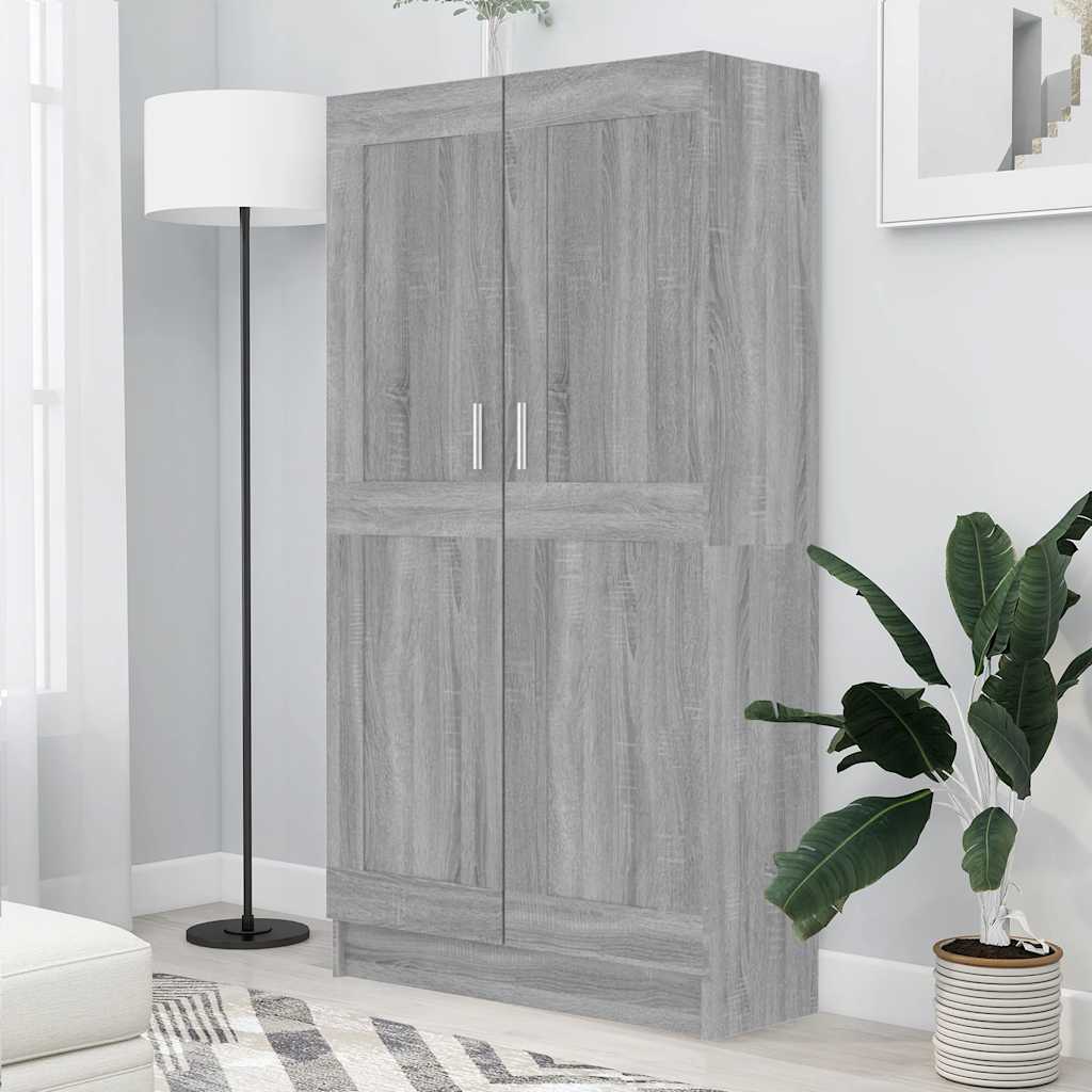 vidaXL Book Cabinet Grey Sonoma 82,5x30,5x150 cm Engineered Wood