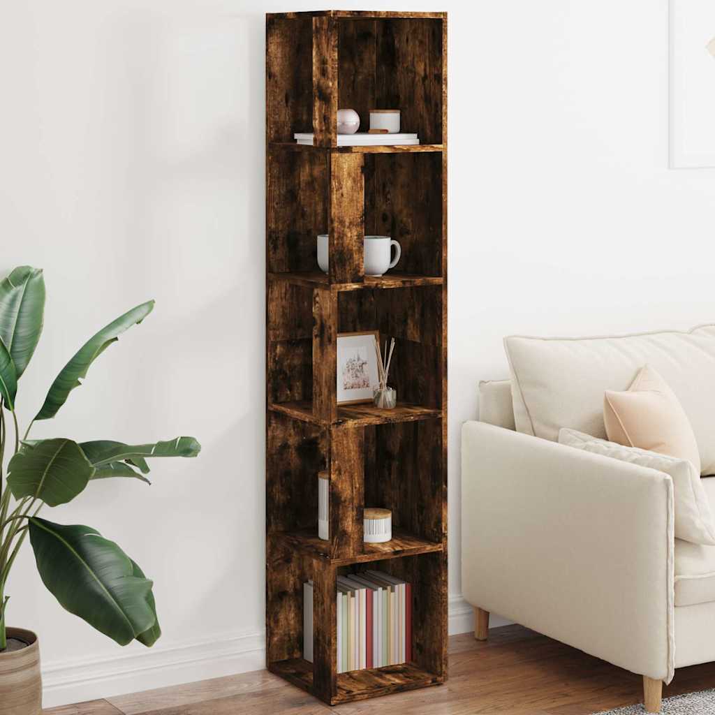 vidaXL Corner Cabinet Smoked Oak 33x33x164.5 cm Engineered Wood
