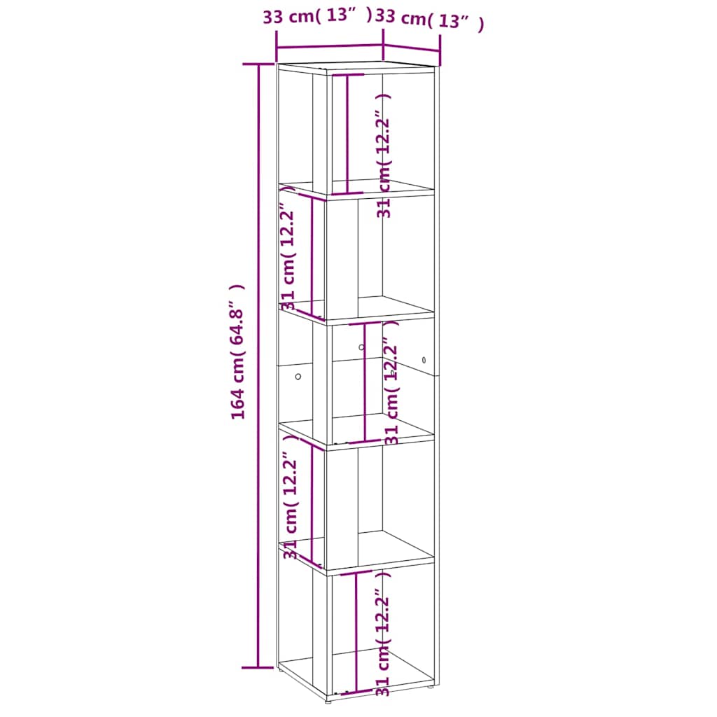 vidaXL Corner Cabinet Grey Sonoma 33x33x164.5 cm Engineered Wood