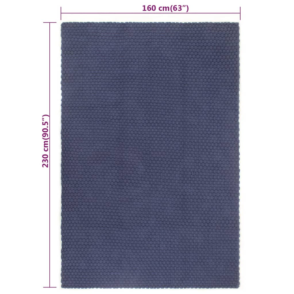 vidaXL Rug Rectangular Navy Blue 160x230 cm Cotton