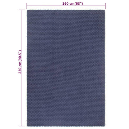 vidaXL Rug Rectangular Navy Blue 160x230 cm Cotton