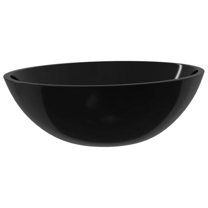 vidaXL Basin Glass 50x37x14 cm Black
