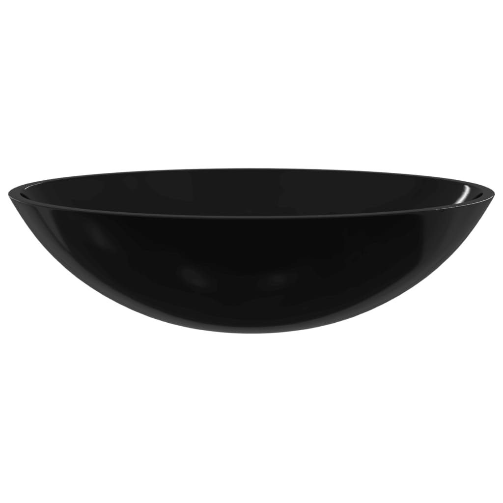vidaXL Basin Glass 50x37x14 cm Black