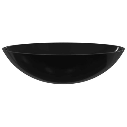vidaXL Basin Glass 50x37x14 cm Black