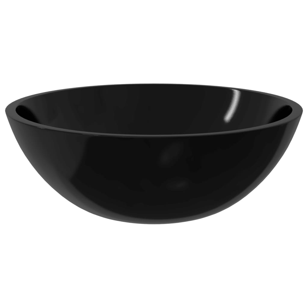 vidaXL Basin Glass 50x37x14 cm Black