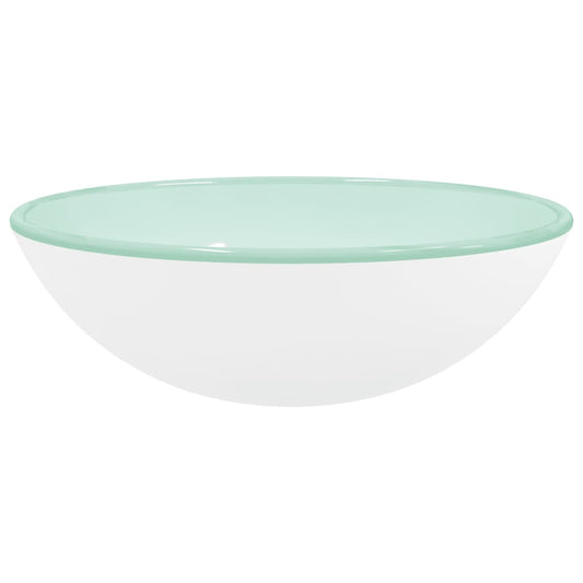 vidaXL Basin Tempered Glass 42x14 cm White